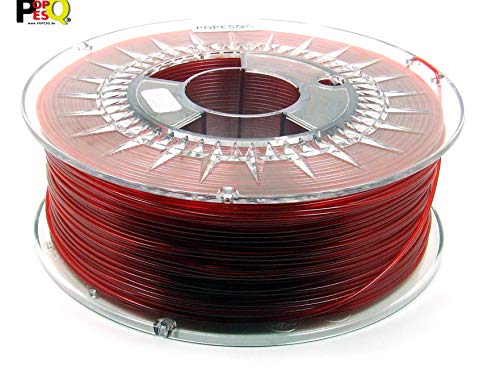 POPESQ® 1 Kg x Premium Filament 3D Drucker PET-G PETG 1.75mm Rot (Dunkelrot) Transparent / 1 Kg x Premium Filament 3D Printer PET-G 1.75mm Red (Dark red) Transparent #A2348 von POPESQ