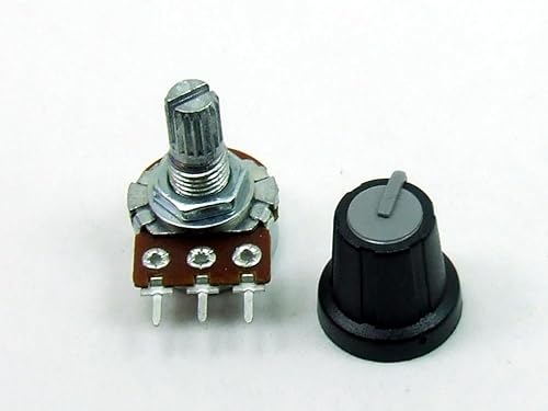 POPESQ® - 1 Stk. x Potentiometer mit Kappe 5K Logaritmisch PCB Grau / 1 pcs. x Potentiometre with Cap 5K Logarthmic PCB Grey #A1813 von POPESQ