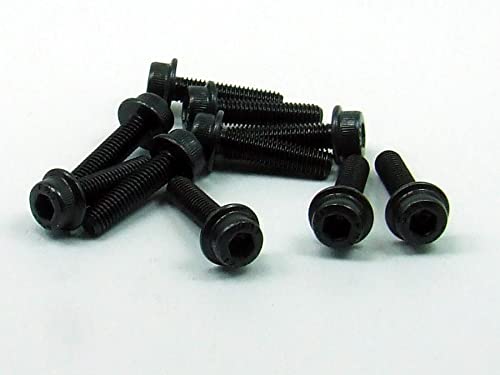 POPESQ® 10 Stk. x Schrauben Flansch M5 x 20mm Innensechskant Stahl Zink Schwarz #A3392 von POPESQ