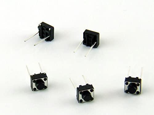 POPESQ® 5 Stk. x Taster 6mm x 6mm Rundkopf 1 Kontakt THT 5mm 2 polig OFF-(ON) #A335 von POPESQ