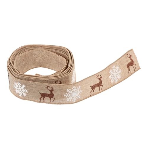 POPETPOP 1rolle Roll Weihnachtsband Mit Schneeflocken-Druck Geschenkverpackungsband Für Geburtstags Und Weihnachtsdekoration Jute- von POPETPOP
