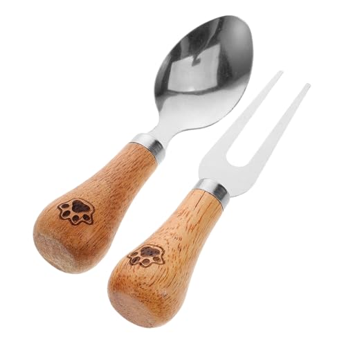 POPETPOP 1 Set Campinggeschirr Löffel Camping Multitool Geschirr Kurzgriff Löffel Holzgriff Campingbesteck Camping Multifunktionsgeschirr Hellbraun Edelstahl von POPETPOP
