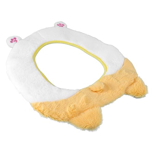 POPETPOP 1 Stück Corgi-toilettensitz Abdeckung Kissen Flauschiger Toilettensitzbezug Toilettensitzring Plüsch Toilettensitz Wc-sitzmatte Toilettensitzauflage Weiß Künstliches Kaninchenfell von POPETPOP