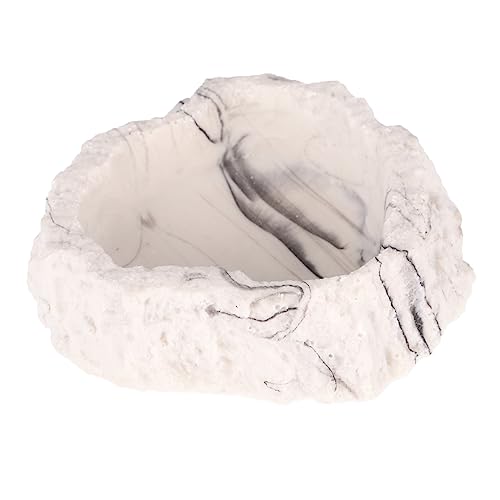 POPETPOP 1 Stück Imitation Bark Food Topf Reptile Feeding Bowl Pet Feeding Plate Gecko Feeding Bowl Leopardgecko Reptiliengehäuse Essen Futterteller für Haustiere Schale aus Harz Grey von POPETPOP