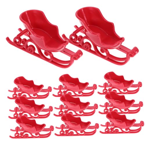 POPETPOP 12 Stück Teiliges Mini Weihnachtsmann Schlitten Rot Stabile Miniatur Weihnachtsdeko für Puppenhaus Party und Tischdekoration Verarbeitung Klassische Festtagsstimmung von POPETPOP
