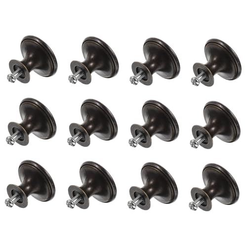 POPETPOP 12 Stück Teiliges Runde Möbelgriffe aus Robuste Schrankknöpfe für Küchenschränke Kommoden und Garderoben Einfache Montage Langlebige Möbelbeschläge in Antikem Bronze finish von POPETPOP