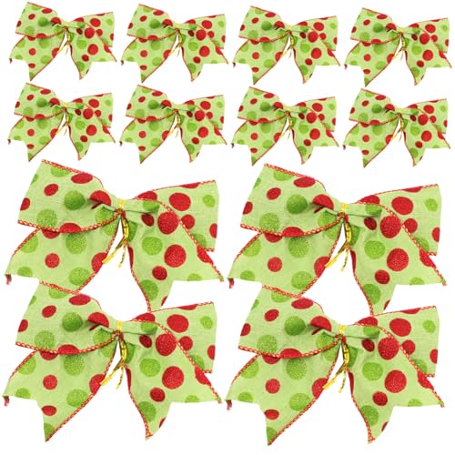 POPETPOP 12 Stück Teiliges Weihnachtsdeko Schleifen aus Weichem Band mit Tupfenmuster Leichte Christbaumschmuck Bogen zum Aufhängen Wiederverwendbare Weihnachtsbaum Deko für Fenster und von POPETPOP