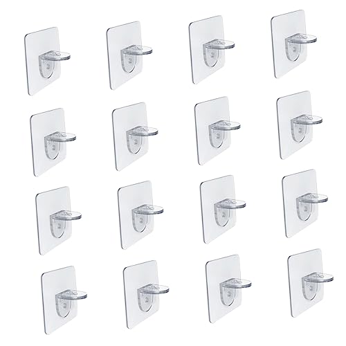 POPETPOP 16 Stück Teiliges Regalbodenträger Selbstklebend Nahtlose Halter mit Starker Tragfähigkeit Einfache Montage ohne Bohren Geeignet für Schrank Trennwand und Aufbewahrung von POPETPOP