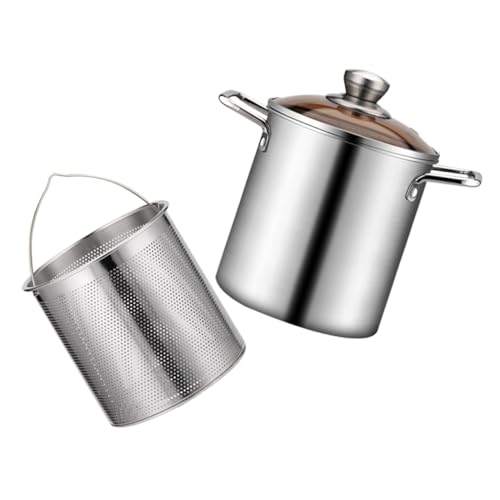 POPETPOP 1Satz Fritteuse mit Frittierkorb Rostfreier Frittier Topf für Pommes und Hähnchen Hitzebeständig und Sicher für Einfache Verwendung der Küche von POPETPOP