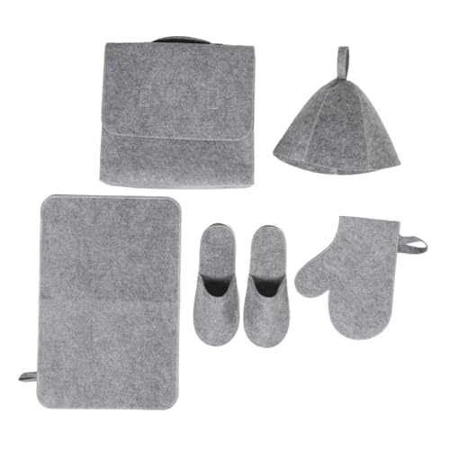 POPETPOP 1satz Felt Sauna Zubehörset Teiliges Set Mit Haube Schutzhandschuh Fußschutz Und Tragtasche Für Saunagänge Sauna Bad Oder Pool Hitzeschutz Und Komfort von POPETPOP