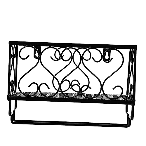 POPETPOP 1stück Wandmontierter Weinflaschen Und Glashalter Und Stilvolles Weinregal Für Esszimmer Bar Lagerung Für Weingläser Und Flaschen Retro-Design Schwarz von POPETPOP