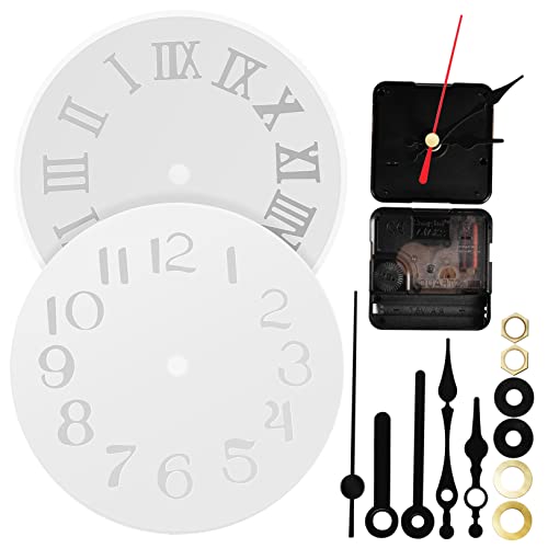 POPETPOP 2 Sätze Uhrwerk Ersatzset Silikonformen für Epoxidharz DIY Uhr Reparatur Kit Zeiger und Langlebig Praktisch zum Selbermachen von Wanduhr Dekoration von POPETPOP