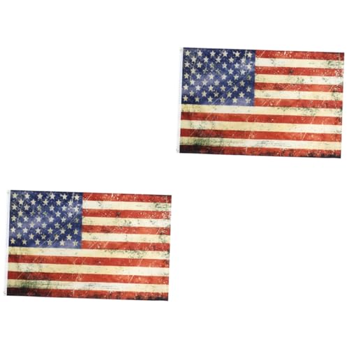 POPETPOP 2 Stk Banner Mit Amerikanischer Flagge Partygartenfahne 4. Juli Partybevorzugung Dekorative Amerikanische Flagge Us-flaggenbanner Veranda-flagge Fotobanner Jahrgang Rot Antiquität von POPETPOP