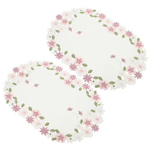 POPETPOP 2 Stück Europäische Pastoral -tischdecke Tischsets Bestickte Tischsets Spitzentischdecke Rechteckig Runde Tischdecke Aus Spitze Sticktisch Green Satin- von POPETPOP