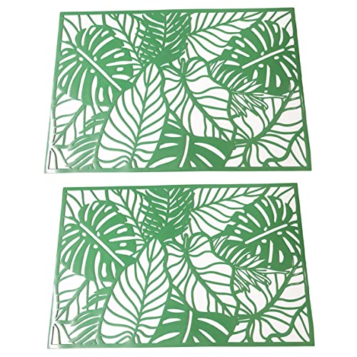 POPETPOP 2 Stück Leere Blätter Tischset Dschungelblätter Dekorationen Tischläufer Anlage Fälschung Living Room Decoration wohnzimmerdeko Untersetzerblatt rechteckige Tischsets PVC Green von POPETPOP