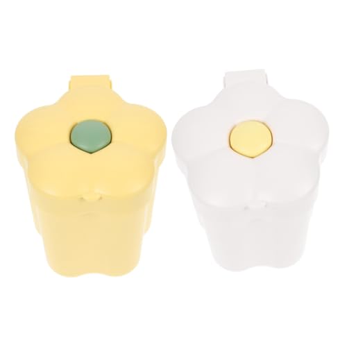 POPETPOP 2 Stück Mini Desktop Mülleimer mit Deckel Kreative Kleine Blumenform Abfalleimer aus Robustem Kunststoff Kompakter Tischabfallbehälter für Büro Zuhause Praktischer von POPETPOP