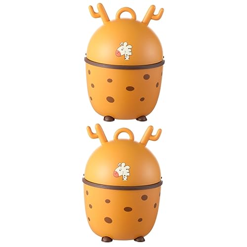 POPETPOP 2 Stück Mülleimer schieben Behälter schlank Schreibtisch Mülleimer mit Deckel Desktop-Papierkorb kleiner Abfalleimer Desktop-Müllkorb kleiner Papierkorb Büromüll können pp Orange von POPETPOP