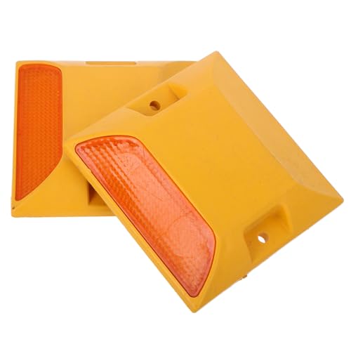 POPETPOP 2 Stück Reflektierende Straßenmarkierungsnägel Kunststoff Einseitig Gelb Erhöhtes Design für Bessere Sichtbarkeit und bei Nacht Langlebig für Straßen und Gehwege Warnfunktion von POPETPOP