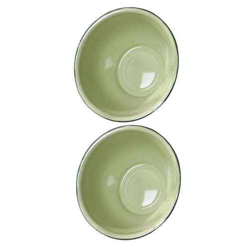 POPETPOP 2 Stück Retro Emaille Schüsseln Suppenschalen Vintage Stil Grün Dickwandig Emailliert Vielseitig als Suppen Obstbecken für Zuhause Geeignet von POPETPOP