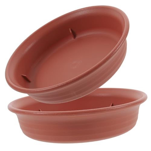 POPETPOP 2 Stück Runde Pflanzuntersetzer aus Strapazierfähigem Resin Wasserabweisend rutschfest als Pflanztopf Abtropfschale für Innen Außenbereiche von POPETPOP