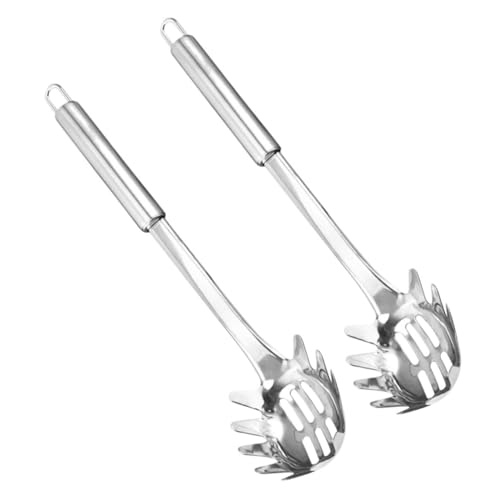 POPETPOP 2 Stück Spaghetti-löffel Nudellöffel Mit Aufschlag Abfluss Kochen Pasta Löffel Scoop Entleeren Utensil Geschlitzt Schöpfen Servierlöffel Rostfreier Stahl Silver von POPETPOP
