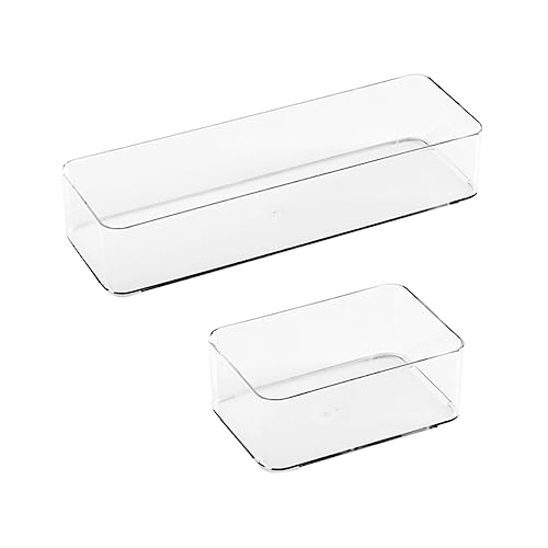 POPETPOP 2 Stück Teiliges Haushalts Aufbewahrungsset aus Transparentem PP Multifunktionale Schubladenboxen Praktischer Organizer für Kabel Kosmetik Büro und Wohnräume Robust und von POPETPOP