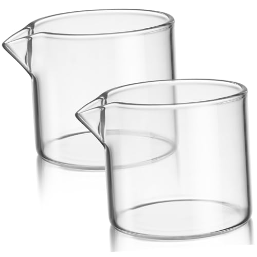 POPETPOP 2 Stück Teiliges Kleine Milchgläser aus Klarem Premium Vielseitige Milch und Saucenkrüge für Restaurant und Zuhause Hitzebeständig Fassungsvermögen von POPETPOP