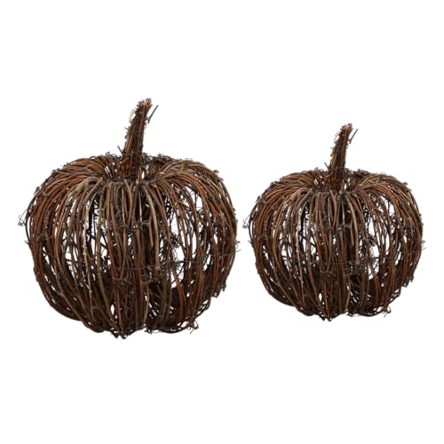 POPETPOP 2 Stück Teiliges Rattan Kürbis Dekor Handgeflochtene Herbst Deko Figuren und Dekorative Kürbis Ornamente für Wohnzimmer Büro Garten und Halloween POPETPOP 2 Stück Teiliges Rattan Kürbis Dekor Handgeflochtene Herbst Deko Figuren und Dekorative Kürbis Ornamente für Wohnzimmer Büro Garten und Halloween von POPETPOP