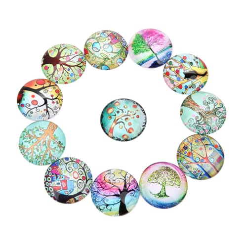 POPETPOP 20 Stück Teiliges Runde Glas Cabochon Aufkleber Bunte DIY Schmuck Patches mit Baum Muster Kreative Edelstein Glas Sticker für Schmuckherstellung und Bastelarbeiten POPETPOP 20 Stück Teiliges Runde Glas Cabochon Aufkleber Bunte DIY Schmuck Patches mit Baum Muster Kreative Edelstein Glas Sticker für Schmuckherstellung und Bastelarbeiten von POPETPOP