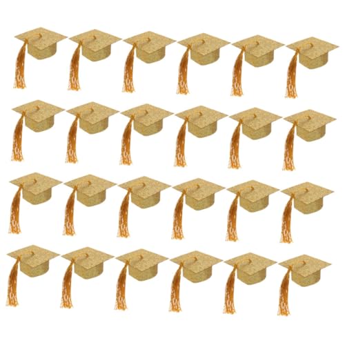 POPETPOP 24 Stück Abschluss-minikappe Abschlusskappe Für Erwachsene Weinzubehör Dekorative Abschlusskappe Mini -abschlusshutflasche Topper Abdeckung Für Den Abschlusskelch Golden Papier von POPETPOP