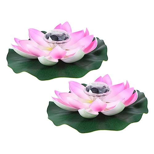 POPETPOP 2St Lotus-Laterne Teich Solarlaternen für den Außenbereich Lampe طاقه شمسيه sonnenenergie solarleuchten für außen solares Lotuslicht dekorative Lichter im Lotus-Design Plastik Rosa von POPETPOP