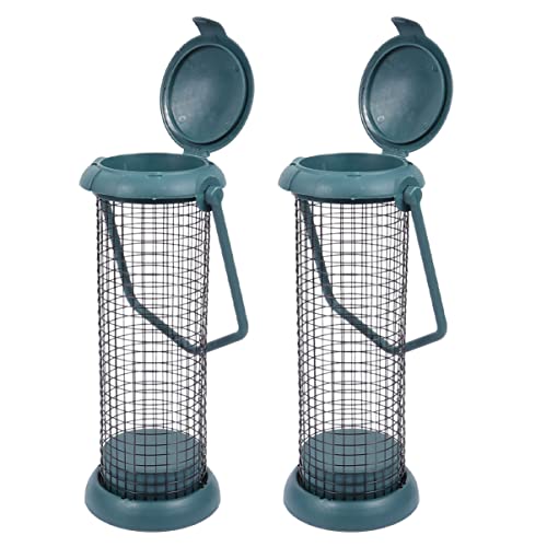 POPETPOP 2St Vogelhäuschen im Freien Spenderbehälter Draht Gartenrohr-Vogelhäuschen Außen Essen Vogelfutterbehälter Vogelfutternetz hängende Vogelhäuschen stabiles Vogelhäuschen Eisen Green von POPETPOP