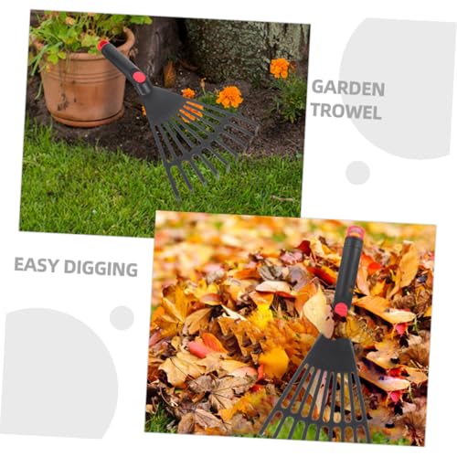POPETPOP 3 Stück Handrechen Gartenwerkzeug Teiliges mit Ergonomischem Griff Kompakter Laubrechen für Enge Flächen Leichtes Tragbares Gartentool zur Unkrautbeseitigung und Bodenlockerung von POPETPOP