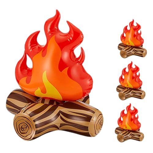 POPETPOP 4 Stück Aufblasbare Deko Realistische Rote Flammen Partydekoration Camping Outdoor Vielseitig Leicht Transportierbar Einfache Installation für Gartenpartys und von POPETPOP