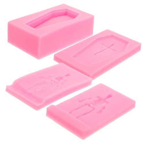 POPETPOP 4 Stück Teiliges Halloween Silikon Kerzenform Skelett Kreuz Sargform DIY Kerzengießen Leicht Tragbar Langlebig Kreativ für Individuelle Dekorationen von POPETPOP