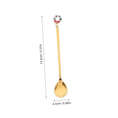 POPETPOP 4 Stück Teiliges Weihnachts Rührlöffel mit Goldfarbenen Weihnachtsanhängern Kleine Dessert und Kuchlöffel für Kaffee Kuchen Getränke Vielseitiges Festtagsbesteck von POPETPOP
