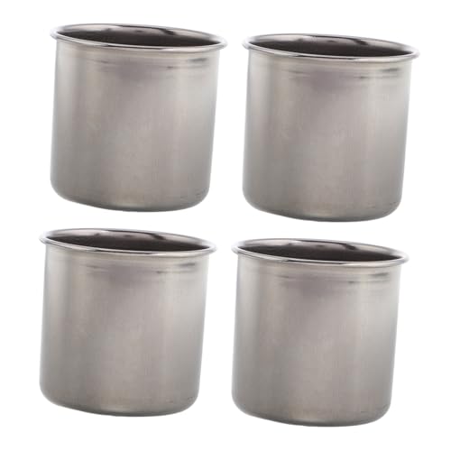 POPETPOP 4 Stück Wasserbecher Aus Edelstahl Wassergläser Kleiner Metallbecher Bruchsichere Trinkgläser Stapelbare Metallbecher Edelstahlbecher Edelstahlgläser Silver Rostfreier Stahl von POPETPOP