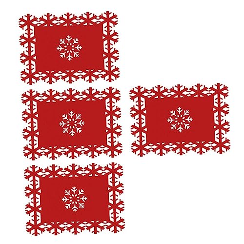POPETPOP 4 Stück Weihnachtliche Filz Tischsets Teilig Schneeflocken Platzdeckchen Hitzebeständig rutschfest für Indoor Outdoor Tischdeko Weihnachten und Festessen POPETPOP 4 Stück Weihnachtliche Filz Tischsets Teilig Schneeflocken Platzdeckchen Hitzebeständig rutschfest für Indoor Outdoor Tischdeko Weihnachten und Festessen von POPETPOP