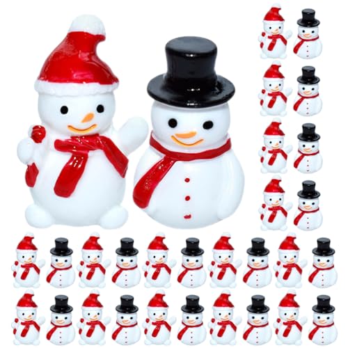 POPETPOP 40St Miniatur-Schneemann Mini-Weihnachtsschmuck Bookshelf Decor bücherregal Dekoration Dekorationen für Aquarien Schneemann-Figur Harz-Schneemann-Ornamente Scharfschütze schmücken von POPETPOP