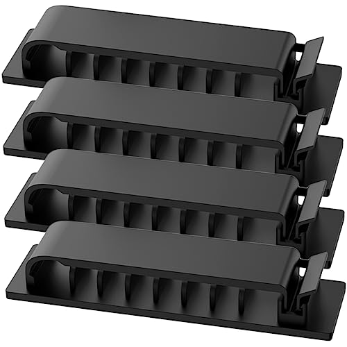 POPETPOP 4Stücke Kabelmanagement Clips Selbstklebende Kabelorganisatoren mit Löchern für Ladekabel Datenkabel Kopfhörerkabel Schreibtisch Büro Auto von POPETPOP