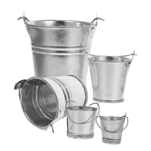 POPETPOP 5 Stück Teiliges Miniatur Eiseneimer Metall Detailgetreu Handgefertigt Rostbeständig und Langlebig für Puppenhaus Garten Mikrolandschaft Partydeko und Bastelprojekte von POPETPOP