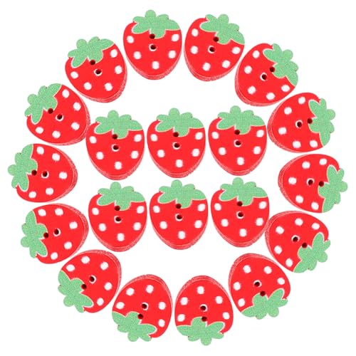 POPETPOP 50 Stck Rote Erdbeer Holzknöpfe mit Doppel Löchern Robuste Nähknöpfe für DIY Basteln Scrapbooking Kleidung und Dekoration Langlebige Praktische Holzknöpfe für Kreative Projekte von POPETPOP