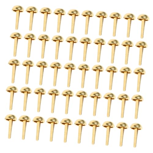 POPETPOP 50 Stück Mini Brads Zweibeinige Nägel für DIY Bastelprojekte Metallische Runde Kopfverzierungen für Taschen Handarbeiten und Goldfarbe von POPETPOP