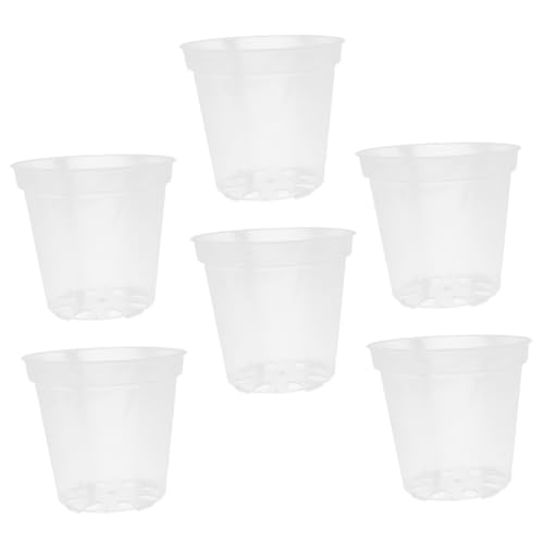 POPETPOP 6 Stück Transparentes Blumentopf-Set klarer Topf Pflanzentopf klare Pflanzentöpfe im Freien Orchideentöpfe aus Kunststoff mit Löchern Dekorative Blumentöpfe Plastik von POPETPOP