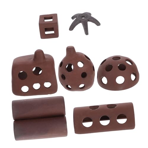 POPETPOP 7stücke Aquarium Violetter Keramik Garnelen Unterschlupf Hideout Aquarium Ornamente Fischzucht Garnelen Versteck Dekorationen von POPETPOP