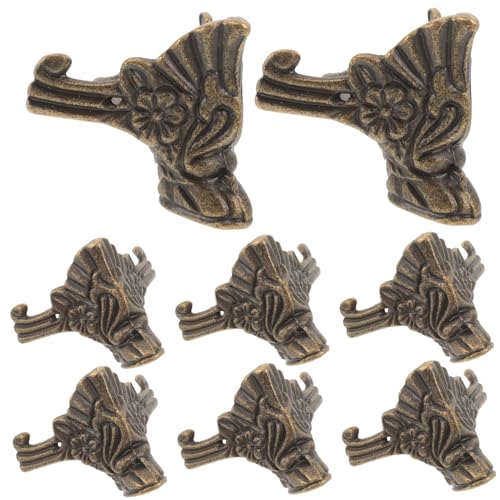 POPETPOP 8 Stück Teiliges Dekorative Möbelbeine aus Zinklegierung Antike Vintage Eckschutzfüße für Möbel und Schmuckkästen Langlebige Bruchfeste Boxbeine mit Klassischem Design von POPETPOP