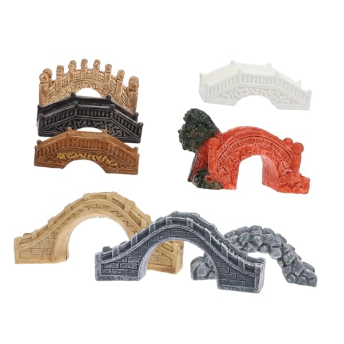 POPETPOP 8stücke Teiliges Miniatur Gartenbrücke Aus Robustem Harz Dekorative Figuren Für Feengärten Terrarien Und Bonsai-Dekoration Für Kreative -projekte Und Miniaturlandschaften von POPETPOP