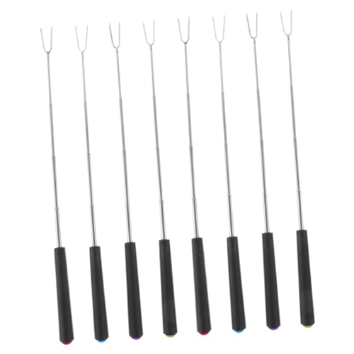 POPETPOP 8-teiliges Set Grillgabel Abendessen Gabeln Dessertgabel Fonduegabel Teleskopieren Lagerfeuerstäbchen Mini-gabeln Für Vorspeisen Fondue-sticks Rostfreier Stahl von POPETPOP