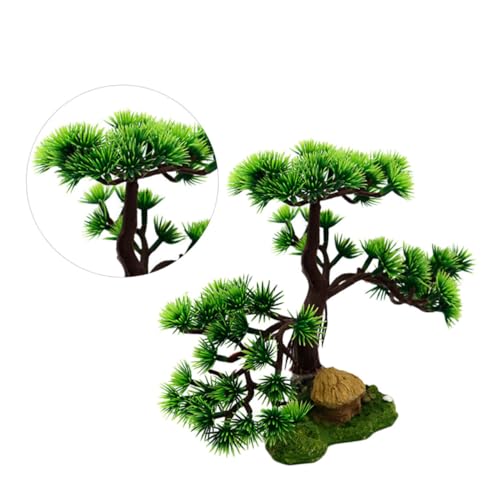 POPETPOP Aquariumdekoration Aquarium- Panzer Zubehör für Aquarien Koralle künstliche Kiefer Artificial Tree aquariumpflanzen Latschen Kiefernbonsai für Aquarium Aquarienkiefer Green von POPETPOP