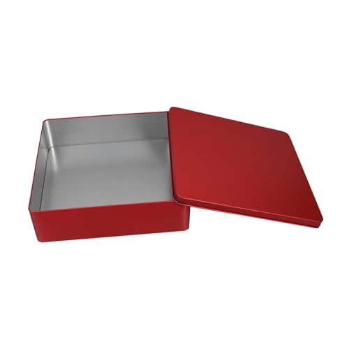 POPETPOP Metallbox Für Kekse Und Süßigkeiten Dekorative Blechdose Mit Deckel Wiederverwendbare Aufbewahrungsbox Für Partys Und Feste Vielseitig Einsetzbar Rot von POPETPOP
